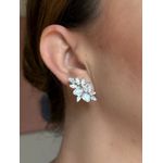 Brinco EarCuff Gotas Zircônia Prateado