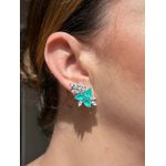 Brinco EarCuff Gotas Turmalina Prateado