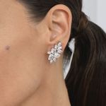 Brinco EarCuff Gotas Zircônia Prateado