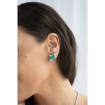 Brinco EarCuff Gotas Esmeralda Prateado