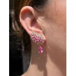 Brinco EarCuff Gota Luxo Safira Rosa/Pink Dourado