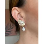 Brinco EarCuff Gota Luxo Zircônia Dourado