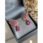 Brinco EarCuff Gota Luxo Safira Rosa/Pink Dourado