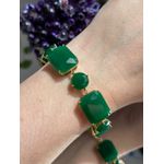 Pulseiras Pedras Verde Esmeralda Dourada