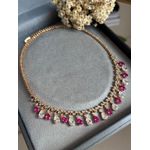 Colar Luxo Riviera com Gotas Safira Rosa/Pink Dourado