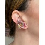 Brinco EarCuff Gotinhas Coloridas Dourado