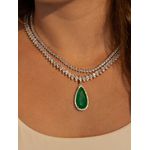 Pingente G Verde Esmeralda Ródio Branco