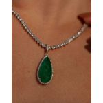 Pingente G Verde Esmeralda Ródio Branco