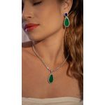 Pingente G Verde Esmeralda Ródio Branco