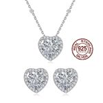 Conjunto Brinco e Colar Coração Prata 925