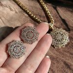 Conjunto Brinco e Colar Luxo Cravação