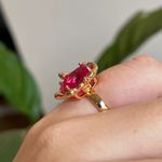 Anel Oval Safira Rosa Dourado