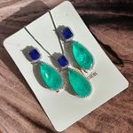 Colar Turmalina E Azul Safira Prateado