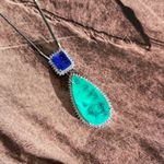 Colar Turmalina E Azul Safira Prateado