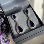 Brinco Duas Gotas Azul Safira