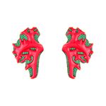 Brinco Coral Detalhes Verde Esmeralda
