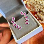 EarCuff Pedras Ovais Safira Rosa/Pink