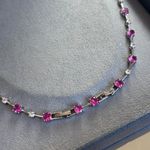 Colar riviera Fio Faca Zircônias Safira Rosa/Pink