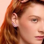 EarCuff Pedras Ovais Safira Rosa/Pink