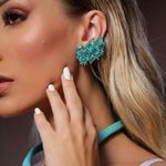 Brinco EarCuff Pedras Ovais Turmalina