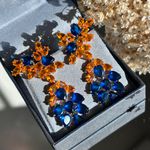 Brinco Duo Azul Safira e Tangerina