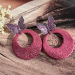 Brinco Borboleta Pink E Galuchat Marsala