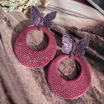 Brinco Borboleta Pink E Galuchat Marsala