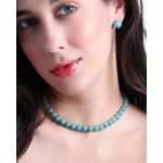 Conjunto Brinco e Colar Turquesa Dourado