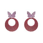 Brinco Borboleta Pink E Galuchat Marsala