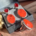 Conjunto Brinco e Anel Rubi e Tangerina Fusion