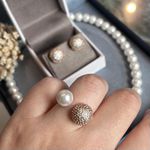 Conjunto Brinco, Colar e Anel Pérola Shell