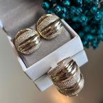 Conjunto Brinco e Anel Camadas Dourado