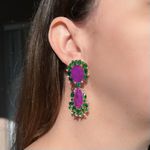 Brinco Ultra Violeta Detalhes Esmeralda