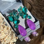 Brinco Gotas Ultra Violeta e Turmalina 