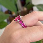 Anel Luxo Solitário Safira Rosa