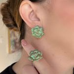 Conjunto Brinco E Anel Verde Esmeralda