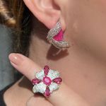 Conjunto Brinco E Anel Petala Pink