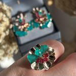 Conjunto Brinco e Anel Leque Turmalina