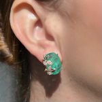 Brinco Oval Folhas Turmalina Verde