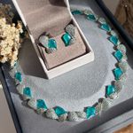 Conjunto Brinco e Colar Folhas Turmalina