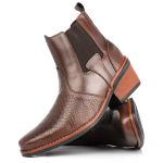Bota Texana Botina Jacaré Masculina Com Elástico Moda Country Marrom