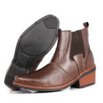 Bota Texana Botina Jacaré Masculina Com Elástico Moda Country Marrom
