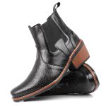 Bota Texana Botina Jacaré Masculina Com Elástico Moda Country Preta