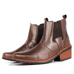 Bota Texana Botina Jacaré Masculina Com Elástico Moda Country Marrom