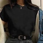 Camiseta Feminina Básica Unissex T-shirt Lisa 100% Em Algodão Preta