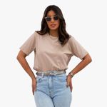 Camiseta Feminina Básica Unissex T-shirt Lisa 100% Em Algodão Bege