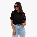 Camiseta Feminina Básica Unissex T-shirt Lisa 100% Em Algodão Preta