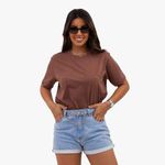 Camiseta Feminina Básica Unissex T-shirt Lisa 100% Em Algodão Marrom
