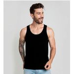 Regata Lisa Cavada Masculina em Algodão - Preta