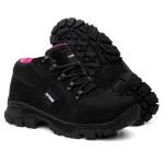 Bota Cano Baixo Catpriime De Segurança Trabalho Epi Feminina - Preto com Rosa